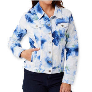 NANETTE Lepore Women's Blue Christine Print Button-Up Jacket Size M